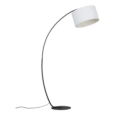 ValueLights Rousse Large Curved Black Floor Lamp & White Reni Shade