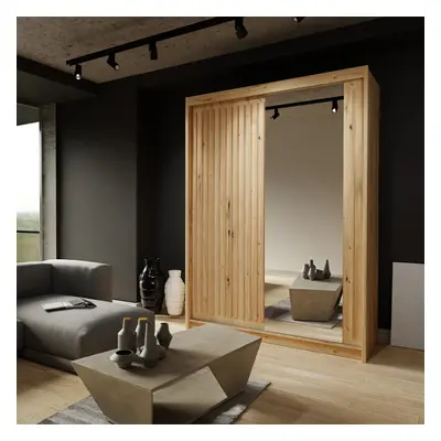 (Oak, 150cm) MN FURNITURE Royal Style Sliding Door Wardrobe