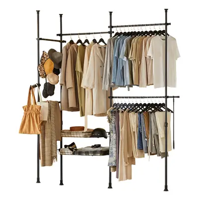 SoBuyÂ® KLS04-SCH, Adjustable Wardrobe Organiser Clothes Hanging Rail