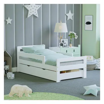 (White) Taurus Toddler Bed With Storage