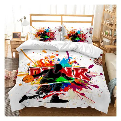 (Style 01, Single(135X200CM/2PCS)) basketball Kids Bedding Single Double Duvet Cover