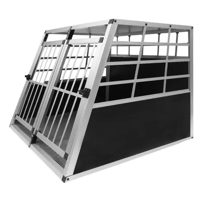 Pet Transport Cage Car Crate Aluminium Double Large Travel Box Doors