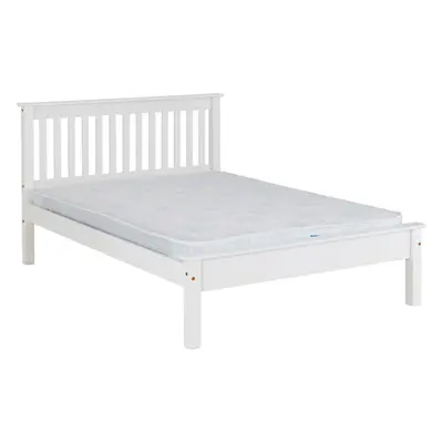 (White) Monaco 4FT 6inch Double Low Foot End Bed Frame