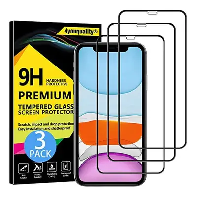 4youquality [3-Pack[Full Coverage] iPhone and iPhone XR Screen Protector, Tempered Glass Film [L