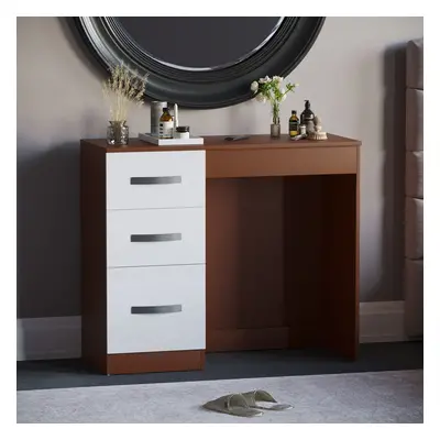 (Walnut & White) Hulio Drawer Dressing Table Bedroom Wood Desk