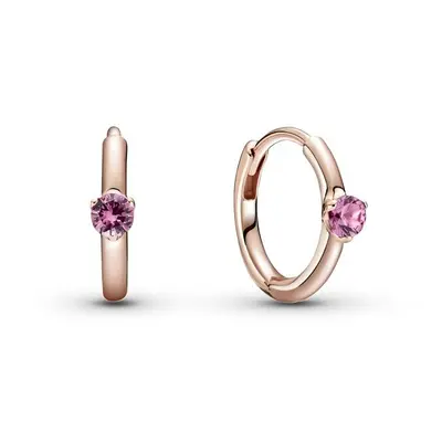 Pandora Pink Solitaire Huggie Hoop Earrings 289304C03