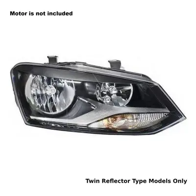 VW Polo Headlight Headlamp Black & Chrome Twin Reflector Type Driver Side