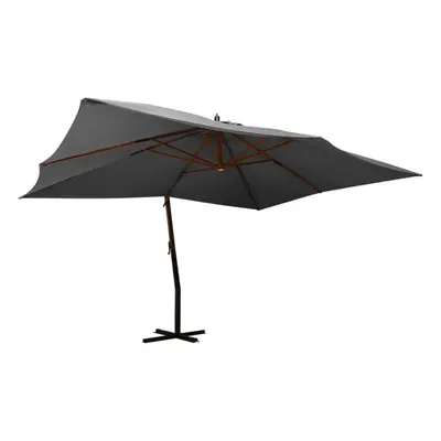 (anthracite) vidaXL Cantilever Umbrella with Wooden Pole Parasol Sunshade Shelter Canopy