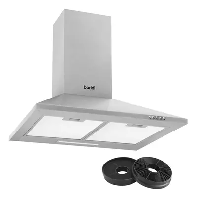 Baridi 60cm Chimney Style Cooker Hood with Carbon Filters, Stainless Steel - DH126