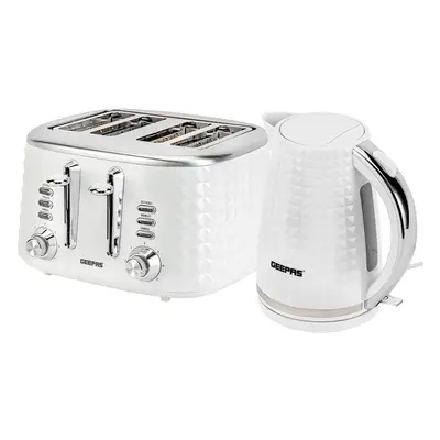 (White) Geepas Slice Bread Toaster & Electric Kettle Set