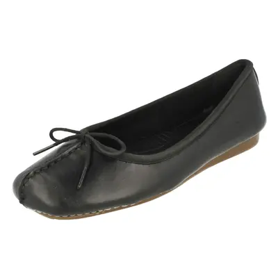 (UK 8, Black) Ladies Clarks Comfort Everyday Flats Freckle Ice - D Fit