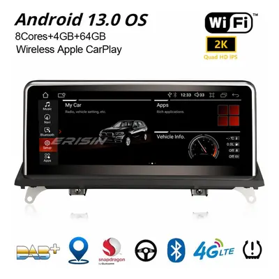 Erisin Qualcomm 10.25" Android BMW X5 E70 X6 E71 CIC GPS DAB+ Car Stereo CarPlay DSP 8-Core 4GB+