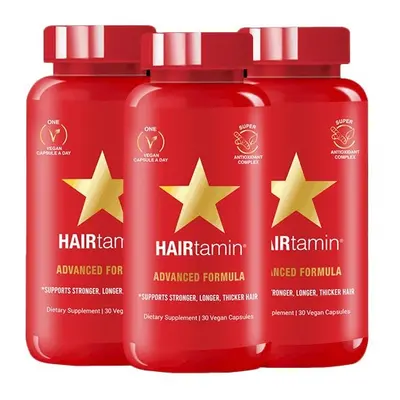 Hairtamin Advanced Formula Dietary Supplement, Support Stronger, Longer, Thicker Hair, Vegan Cap