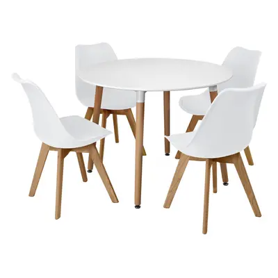 (White) 5pc Charles Jacobs Beech Dining Set