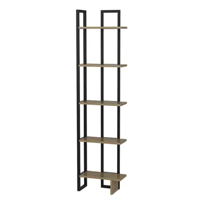 (Black/Cream) Decorotika Alice Industrial Corner Bookcase, Bookshelf