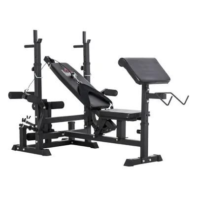 HOMCOM Multi-Exercise Full-Body Weight Bench with Bench Press & Leg Extension