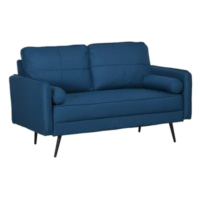 HOMCOM Seater Sofa 143cm Modern Fabric Couch Back Cushions and Pillows, Blue