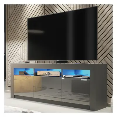 TV Unit 160cm LED Creative Furniture - Dark Grey Gloss Doors