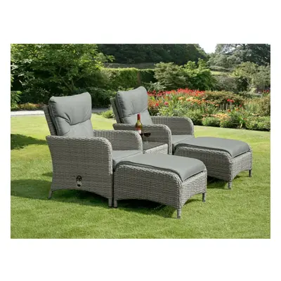 (Grey) Sarasota Rattan Garden Piece Reclining set