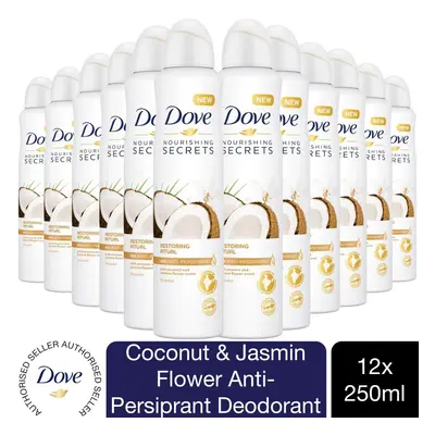 12x 250ml Dove Coconut & Jasmin Anti-Perspirant Deodorant Aerosol