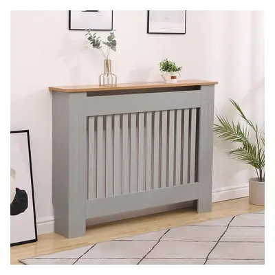 Medium Grey Oak Top Radiator Cover Wooden Wall Cabinet Shelf Slatted Grill York