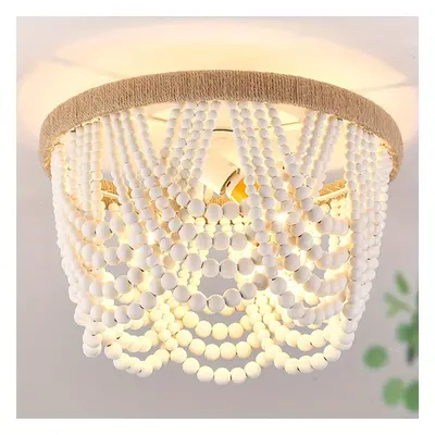 (1pc) Wooden Beaded Flush Mount Ceiling Light, Rustic Pastoral Style Mini Hanging Light