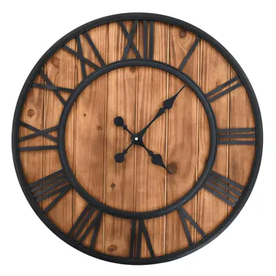 vidaXL Vintage Wall Clock with Quartz Movement Wood and Metal 60cm Timer