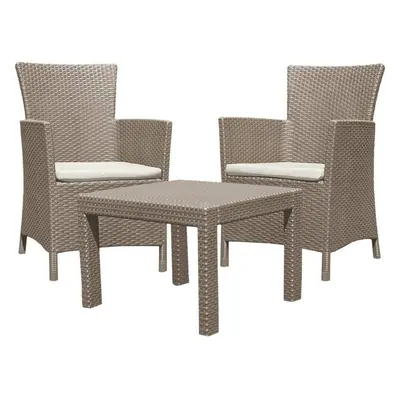 Balcony Lounge Set 2x Chairs 1x Table Rosario Cappuccino Keter