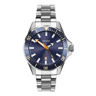 Sekonda Sports Mens 43mm Quartz Watch in Blue with Analogue Date Display, and Silver Stainless S