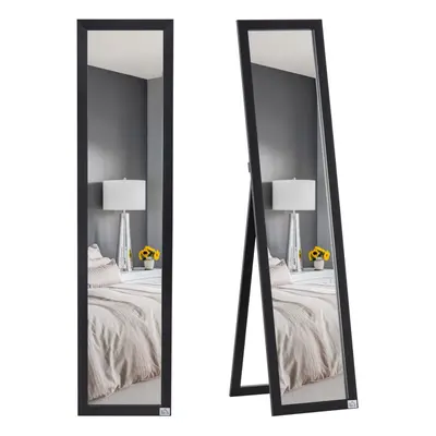 HOMCOM Full Length Mirror, Floor Standing or Wall-Mounted Long Mirror, Black