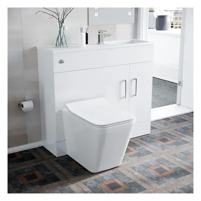 James 1000mm White Slimline Vanity Basin WC Unit BTW Rimless Toilet