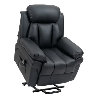 HOMCOM PU Leather Electric Recliner Mobility Lift&Rise Overstuffed Design Black