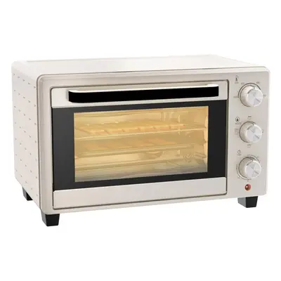 HOMCOM Mini Oven 21L Electric Grill w/ Adjustable Temp Timer 1400W, Cream