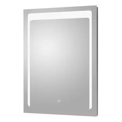 Rectangular LED Illuminated Touch Sensor Mirror with Demister, 700mm x 500mm - Chrome