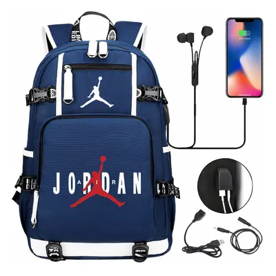 USB large-capacity student schoolbag Jordan - blue