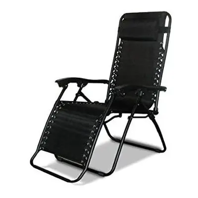 DNY Textoline Reclining Garden Chair Beach Sun Lounger Recliner Chairs in Black Weatherproof Tex