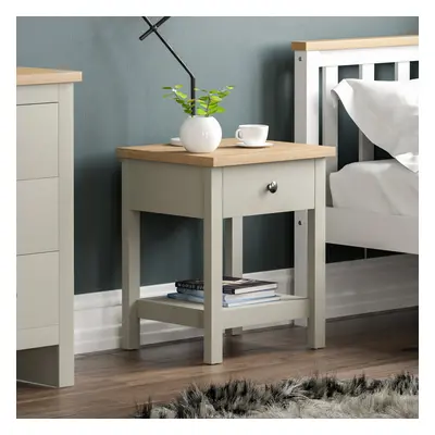 (Grey & Oak) Arlington Drawer Side Lamp End Table Bedroom Oak