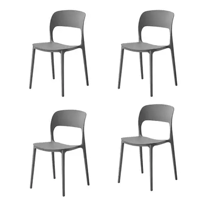 (4x Grey Stacking Chairs) Modern Style Retro Dining Garden Stackable Chairs