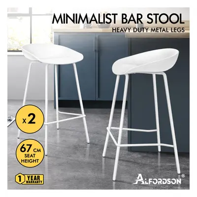 ALFORDSON 2x Kitchen Bar Stools Bar Stool Counter Chairs Metal White Finn