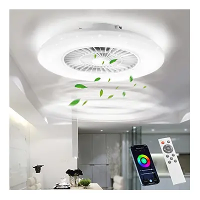 BKZO Smart LED Ceiling Light with Fan, Ceiling Fan Lights Levels Wind Speeds, Stepless Dimming L