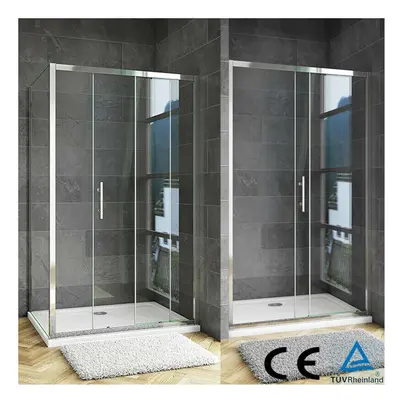 (Door Width: 1200mm; Side Panel: 700mm; Shower Tray: 1200x700mm) Bathroom Sliding Door Shower En