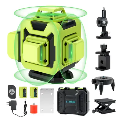 STANEW x 360Â° Laser Level,Self-Leveling,4D Line Green Laser Line Horizontal and Vertical with I