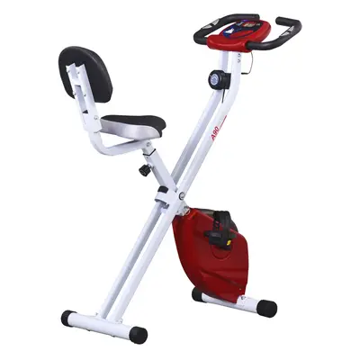 HOMCOM Magnetic Resistance Exercise Bike Foldable LCD Adjustable Seat Red