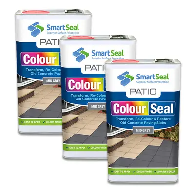 (Mid Grey, x Litres) Smartseal Patio ColourSeal - Colour & Restore Old Concrete Paving Slabs, Du