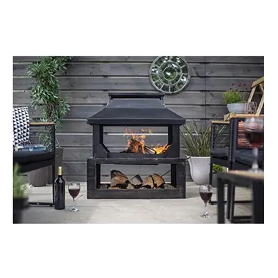 La Hacienda Stonehurst Steel Outdoor Fireplace, Bronze Effect