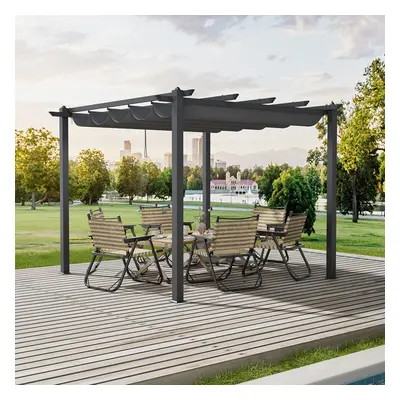 3x3m Aluminum Garden Gazebo Pergola with Retractable Canopy