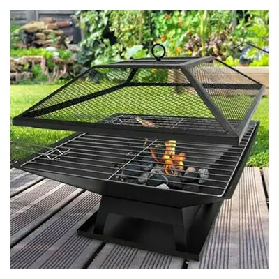 SQUARE FIRE PIT BBQ GRILL HEATER OUTDOOR GARDEN FIREPIT BRAZIER PATIO