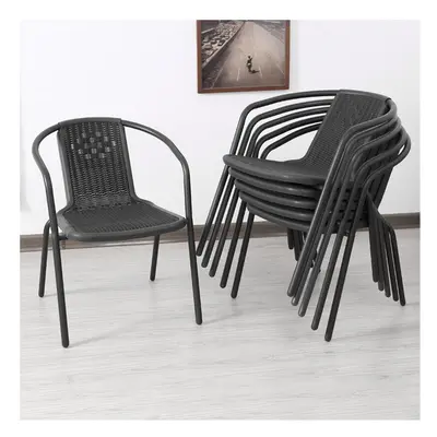 (Set of 6) Garden Dining Chairs Rattan Bistro Chairs Outdoor Furniture