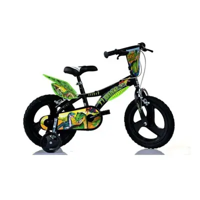 Dino Dinosaur Boys Bicycle 14" With Stabilisers Black/Green