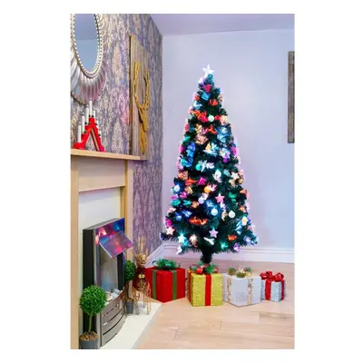 (4Ft) Pastel Stars and Baubles Fibre Optic Christmas Tree LED Pre-Lit